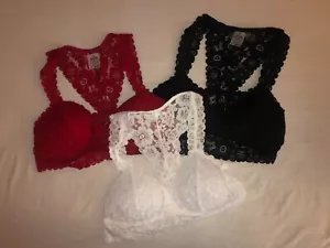 Plus Size Lace Bra One Size Fits Most Black Red and White - Picture 1 of 7