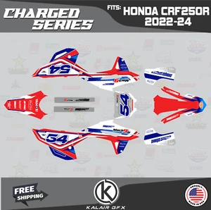 Kit Gráficos para Honda CRF250R CRF 250R (2022-2023) Serie Cargada - ROJO - Imagen 1 de 6