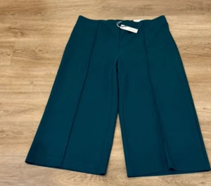 NWT Chico's Size 4 / 20 So Slimming Pintuck Wide Leg Ankle Pants Forest Green - Picture 1 of 6
