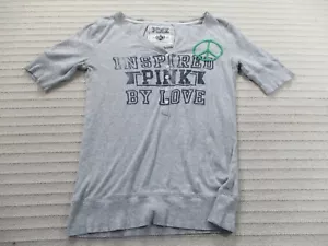 Y2K Victorias Secret Damen Shirt mittelgrau kurzarm inspiriert PINK Baumwolle - Bild 1 von 10