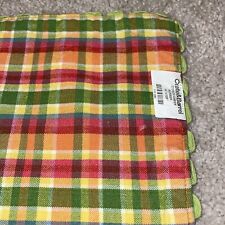 Crate & Barrel 14” X 108 Citrus Green Yellow  Green BluePlaid With Trim Nice!