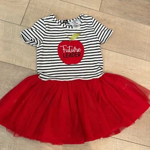 COUNTING DAISIES GIRLS RED AND BLACK 3T FUTURE LEADER SCHOOL DRESS - Picture 1 of 8