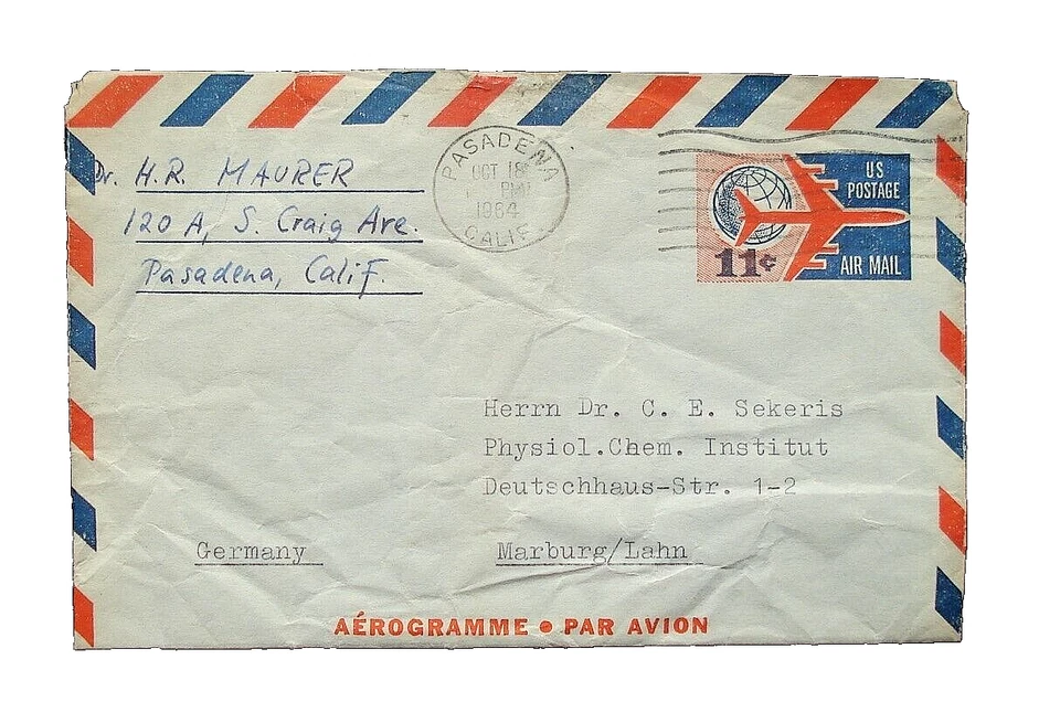 US SC UC 35 AIR MAIL 11.c  AEROGRAMME LETTER 1964 to GERMANY - Image 1 of 2