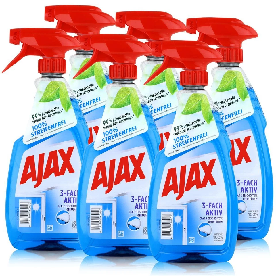 Ajax Glasreiniger 500ml - Für Glas & Beschichtete Oberflächen (6er Pack) - Bild 1 von 1