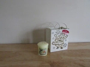 Sparkly Santa Shopping Bag Candle Holder w Yankee Votive Christmas Cookie Scent - Picture 1 of 4