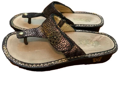 Alegria Boho Carina Sandals Rockers Platforms Leather Embellished Sz 38 - Image 1 of 4