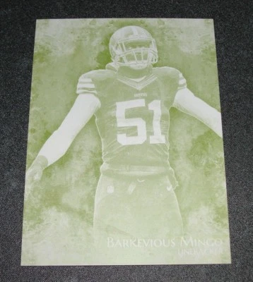 2014 Topps Inception BARKEVIOUS MINGO #39 Printing Plate #1/1 BROWNS - Seahawks - Image 1 of 2