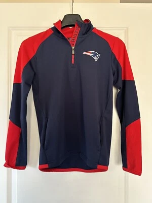 Team Apparel Patriots Youth Quarter Zip Navy Medium Pullover Logo EUC - Image 1 of 4