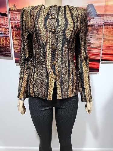 Giacca trapuntata Valentino Miss V IT 40 US 6 blazer stampa strutturata vintage #W