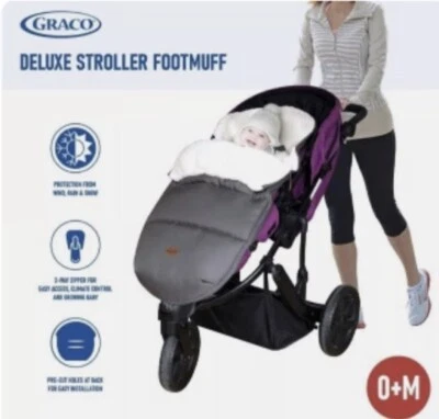 NWOT GRACO Deluxe Gray Sherpa Lining Stroller Footmuff Sleeping Bag Sz Universal - Image 1 of 4
