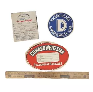 Vintage Original 1938 Cunard White Star Line Ticket / Luggage Labels SS Georgie - Picture 1 of 5
