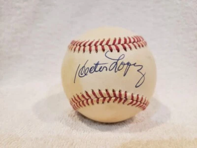 VINTAGE Hector Lopez AUTO'D OAL (Brown) Baseball, New York Yankees, RARE! - Image 1 of 2