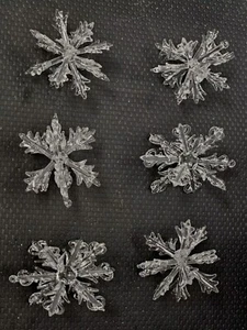 6 Glass Snowflake 3d Christmas Ornaments Unmarked - Picture 1 of 9