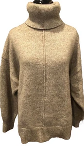 H&M Oatmeal Heathered Long Sleeve Hi-Low Turtleneck Sweater, Size XS - Picture 1 of 4