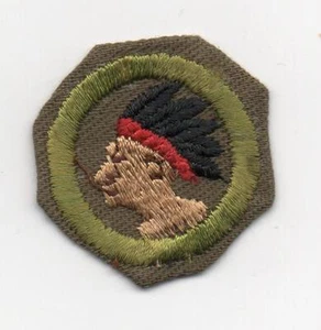 Pathfinding Merit Badge Typ E Khaki Narrow Crimped (1947-52), Used - Picture 1 of 1