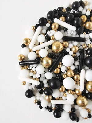 PASTEL CAKES SPRINKLES Sprinkles Glamour Gold Black New Year Wedding Anniversary Elvis Cake Toppers 50g