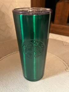 Starbucks Green Metal Tumbler W/Clear Coffee Lid 2020~20 oz - Picture 1 of 4