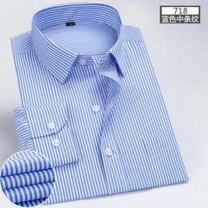 Mens Dress Shirts Long Sleeves Formal Business No Iron Striped Casual Shirts Top - Picture 1 of 14
