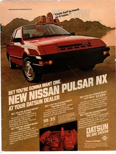 Vintage 1983 Nissan Pulsar NX Red Datsun Classic Vintage Print Ad 8.5"x11" - Picture 1 of 1