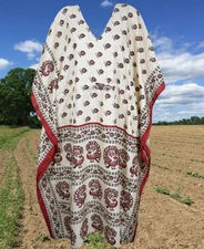 Boho Off White Maroon Printed Dress Beach dress Lounger Dress Vacation dress