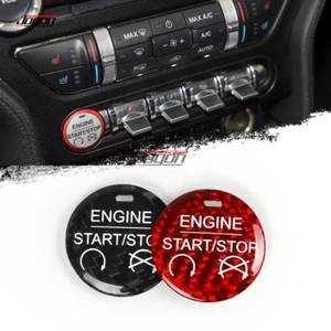 Carbon Start Stop Push Button Trim Engine For Ford Mustang GT GT350R 15-2017 Red - Picture 1 of 11