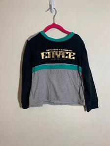 ENYCE Metallic Logo Long Sleeve T-Shirt Casual Gray Boys Size 4 - Picture 1 of 4