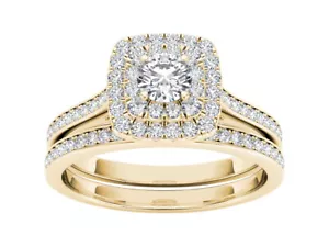 10k Yellow Gold Round Cut 0.75Ct Diamond Bridal Set Ring Size 8 Clarity I2 - Picture 1 of 6