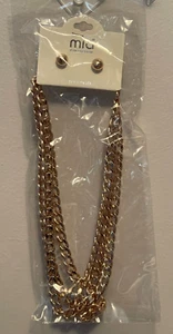 Mia Collection goldfarbene Ohrringe & Halskette Set Kette Neu! - Bild 1 von 4