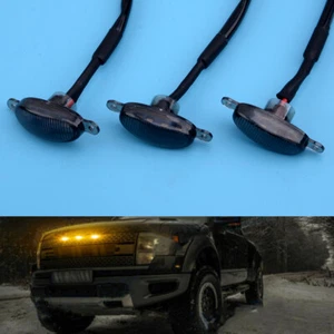 3pcs Amber LED Front Grill Grille DRL Light Fit For Ford F-150 Raptor 2010-2018 - Picture 1 of 6