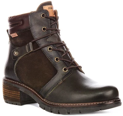 Pikolinos San Sebastia Heeled Leather Ankle Womens Boots Forestgreen US 6 - 11 - Image 1 of 4