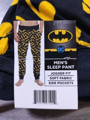 Batman Pajamas Adult 2XL Black DC Comics Lounge Pant Jogger PJs Superhero Mens - Image 1 of 4
