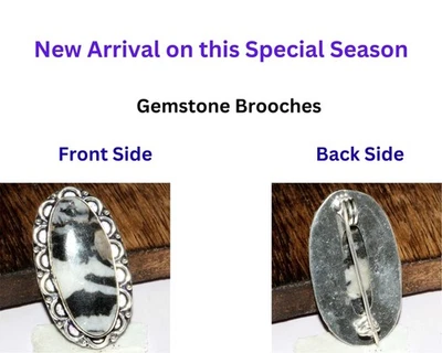 Эксклюзивные белые бирюзовые броши-булавки с драгоценными камнями 1,5 дюйма MJ - Изображение 1 из 3