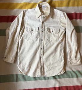 WOOLRICH M Shirt Chamois Traditional Fit Button Down Yellow Vtg USA Outdoor Camp - Picture 1 of 4