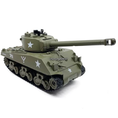 Tanque modelo Sherman tanque fundido brinquedo meninos brinquedos para crianças presentes verde 1/34 M4 - Imagem 1 de 4