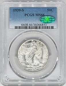 1939-S 50C PCGS MS66 CAC Walking Liberty Silver Half Dollar 36066853 - Picture 1 of 2