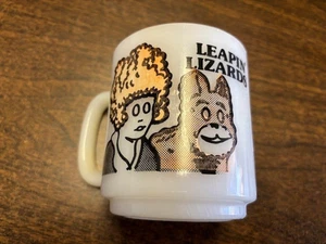 Little Orphan Annie and Sandy Glasbake White Glass Coffee Mug Cup Used - Picture 1 of 4