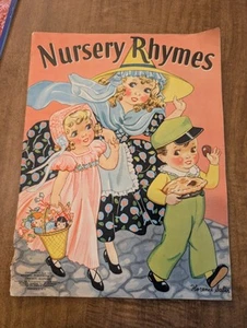Vintage 1939 Children's Book, Nursery Rhymes Merrill Publishing Linen Like - Picture 1 of 4