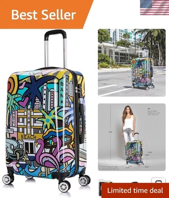 Miami Print Luggage with Spinner Wheels | Durable Lightweight Hardside Suitca... - Image 1 of 4