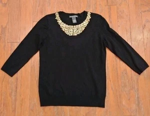 BNWT CHELSEA & THEODORE BLACK Jewel Encrusted Blouse Size S- Evening Party - Picture 1 of 8