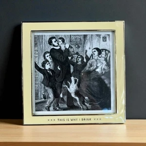 Easy Tiger 4.5x4.5 This Is Why I Drink Frame Victorian Modern Retro Funny - Picture 1 of 12