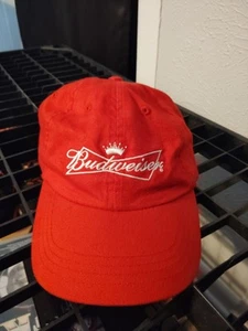 Vtg Budweiser Red Hat "Enjoy Responsibly Drink Wiser" Cap Quake City Caps - OSFM - Picture 1 of 2