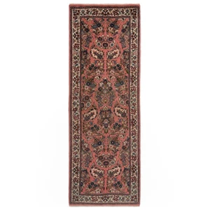 Sarough 226x77 cm Handgeknüpfter Perserteppich Orient Wolle Carpet Läufer Rosa - Picture 1 of 10