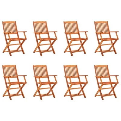 Folding Garden Chairs Solid Eucalyptus Wood Natural 53x57x91cm Foldable 2pcs set - Image 1 of 4