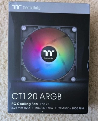 Thermaltake CT120 ARGB PC Cooling Fans (2 Pack) RGB PWM 120mm Fans NEW - Image 1 of 3