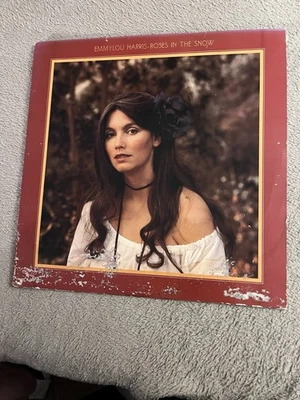 Emmylou Harris Roses In The Snow Vinyl LP Signed by Artist Foto 1 de 4