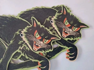 2 ECHTE VINTAGE PFEIFE HALLOWEEN GELENK KRATZKATZEN gestanzt Litho gedruckt 9 Zoll - Bild 1 von 10