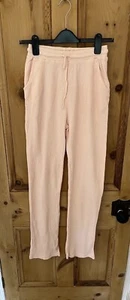 Pink Trousers Plain Size 8 Stretch Lounge Casual Waffle Boohoo - Picture 1 of 3
