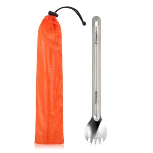 Titanium Long Handle Spork Outdoor Matte Finish Dinner Spork Cutlery SGA V9M7 - Picture 1 of 23