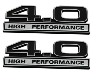 2pcs 4.0 Liter V6 High Performance Engine Emblems Badge 3D Decals Black Chrome - Picture 1 of 5