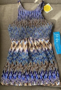 Fit 4 U Women's High Neck Baby Doll SPF 50+ Swim Suit Dress Adjustable 10 NWT - Picture 1 of 11